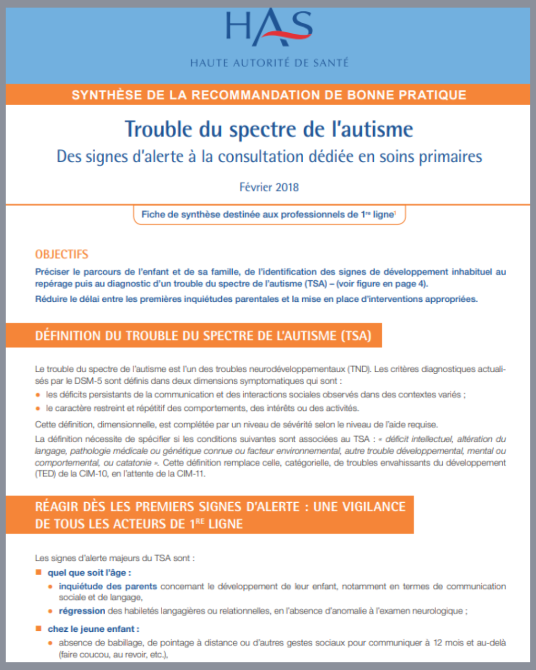 RBPP enfants ados autisme 1re ligne