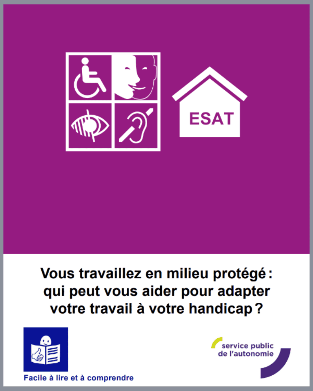 Adapter son poste de travail en milieu protégé - Facile à lire et à comprendre - Service public de l’autonomie - 2023image encadrée