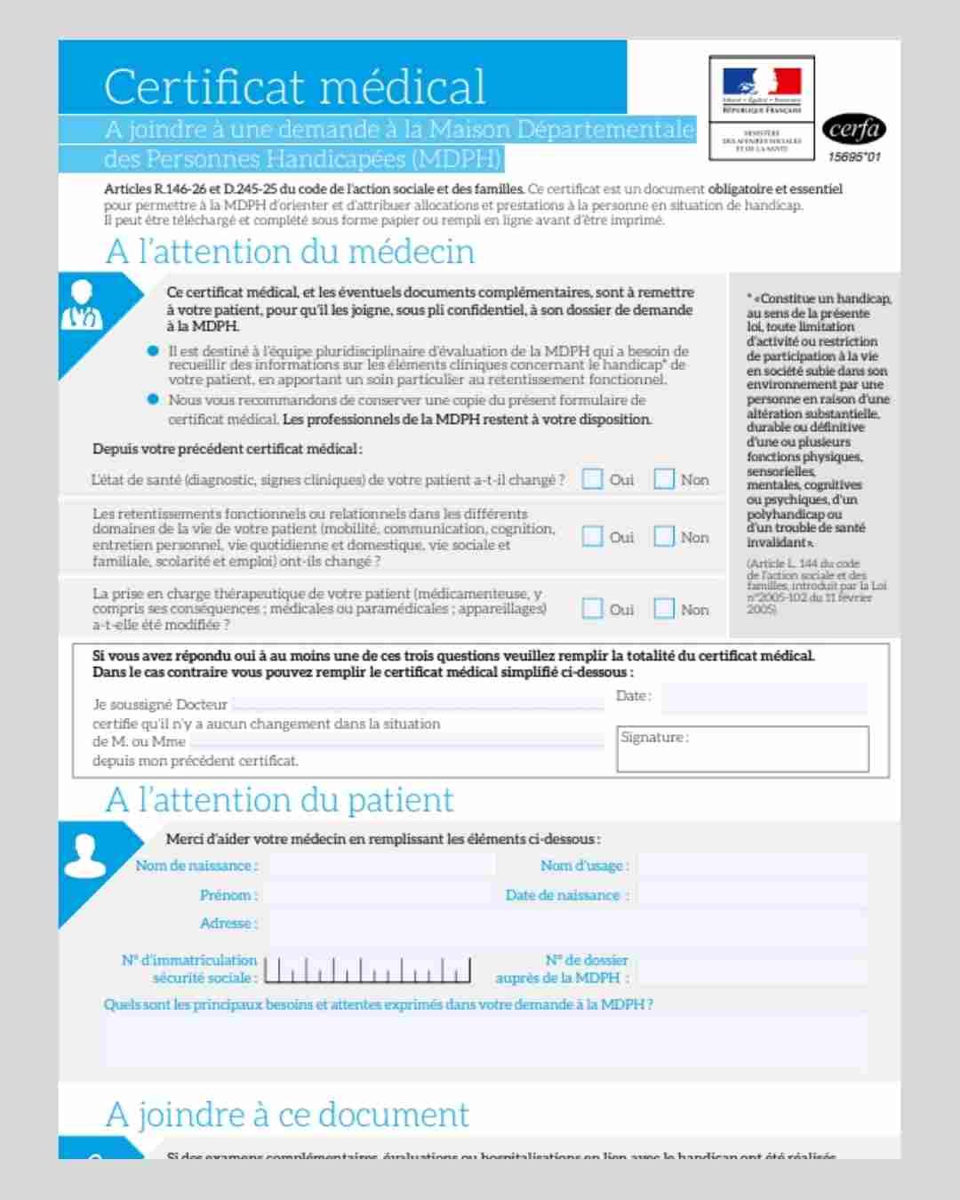 certificat médical dossier MDPH