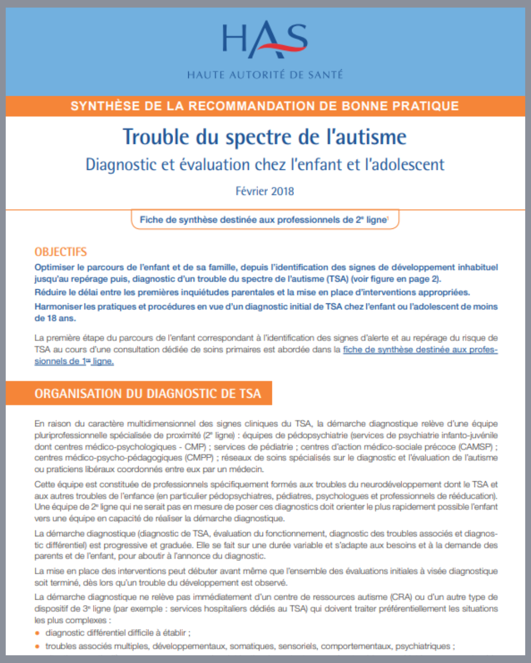 RBPP enfants ados autisme synthèse 2e ligne