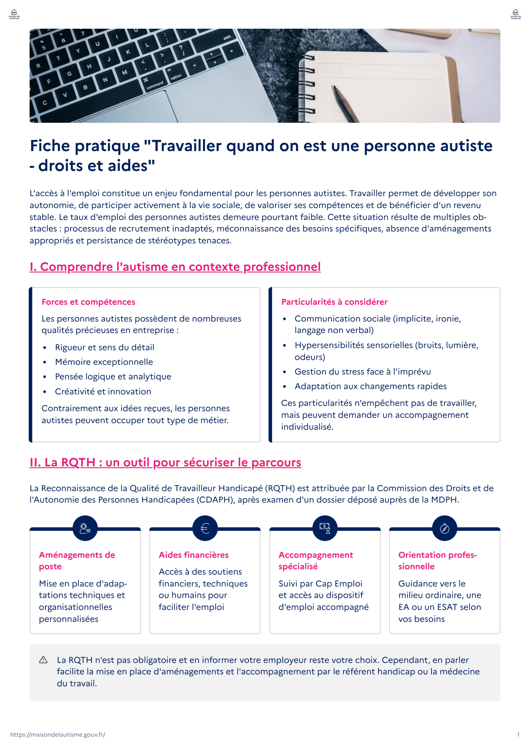 FP Synthèse Travailler quand on est autiste Droits et aides