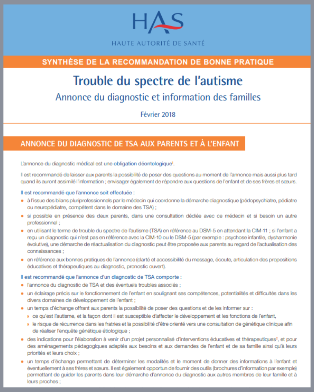 RBPP annonce diagnostic info familles