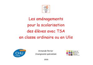 Page de titre du document "Les manégaments pour la scolarisation des élèves avec TSA en classe ordinaire et en ULIS"